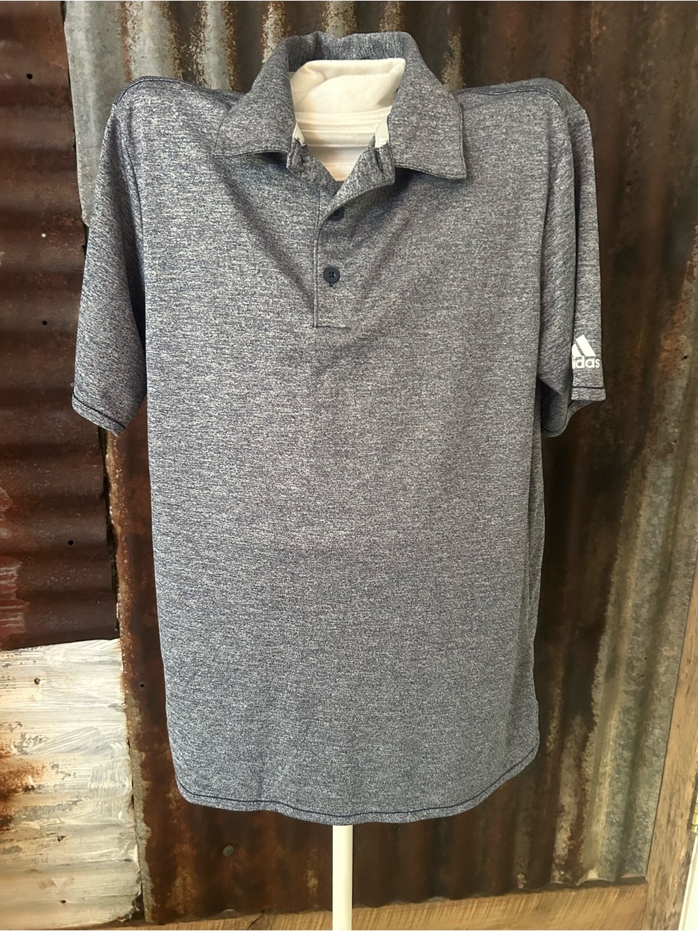 Adidas Golf Men’s Heather Gray Performance Polo Shirt- Mens Small